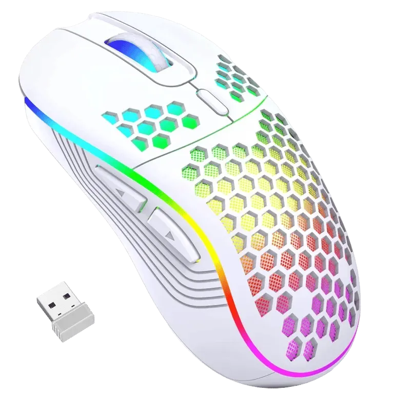 Wireless RGB Gaming Mouse with Adjustable DPI and Ergonomic Honeycomb Design – MSL