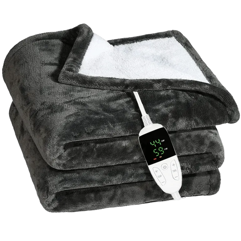 Electric Heated Blanket with Flannel & Sherpa – 6 Heat Settings, Auto-Off, Machine Washable – MSL