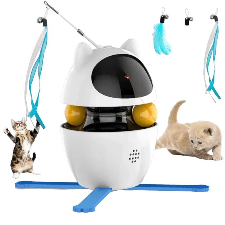 4-in-1 Interactive Cat Toy with Ball, Feather, and Laser – MSL