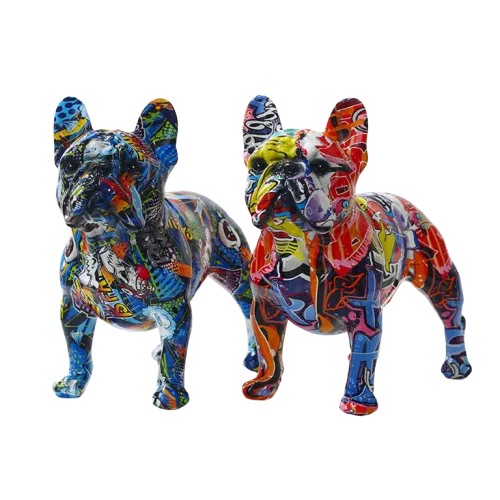 Graffiti French Bulldog Statue - Colorful Resin Sculpture for Home Office Decor – MSL