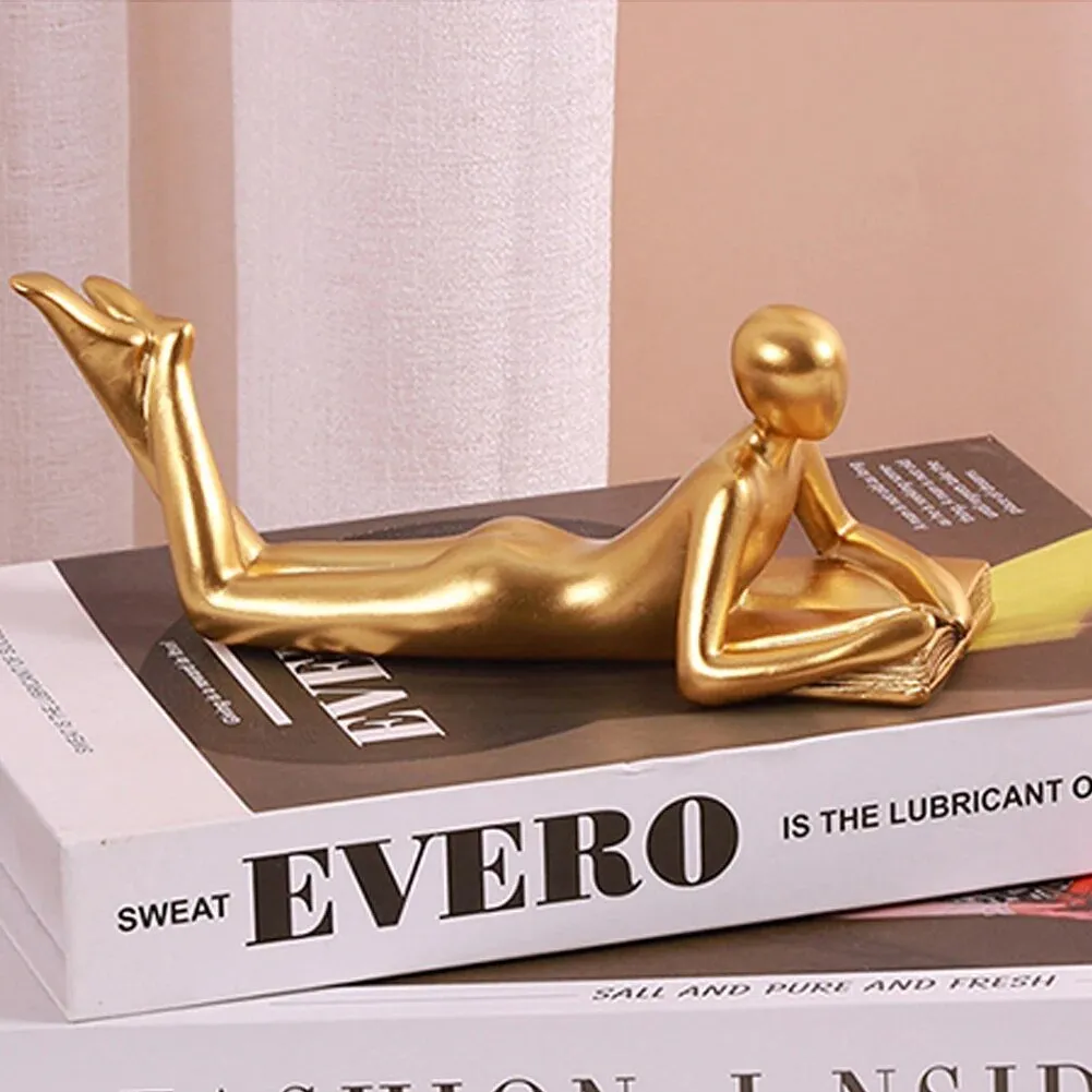 Nordic Style Reading Statue Home Decor Resin Collectible – MSL